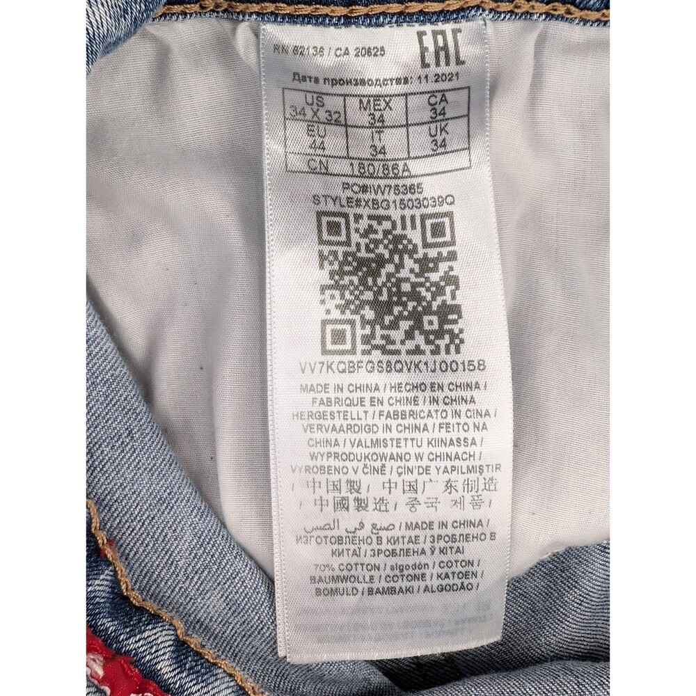 Guess Jeans Mens Light Blue Acid Wash Mid Rise Slim Tapered Jeans 34"x31" - Picture 7 of 14